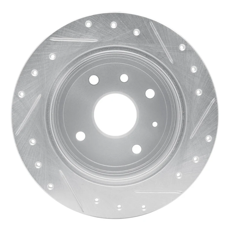 R1 04-10 Chevrolet Epica (USA/Canada) Rear Left Drilled & Slotted Silver Brake Rotor - Image 5