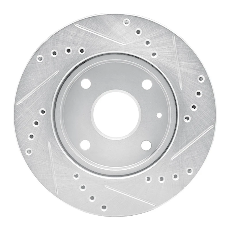 R1 04-10 Chevrolet Optra (Mexico) Front Left Drilled & Slotted Silver Brake Rotor - Image 4