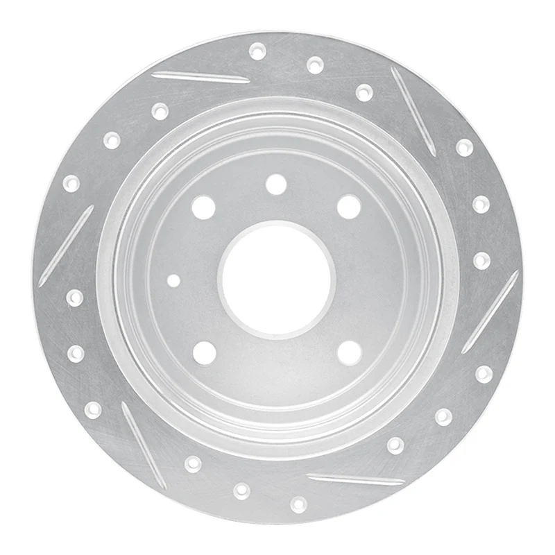 R1 04-10 Chevrolet Optra (USA/Canada) Rear Left Drilled & Slotted Silver Brake Rotor - Image 4