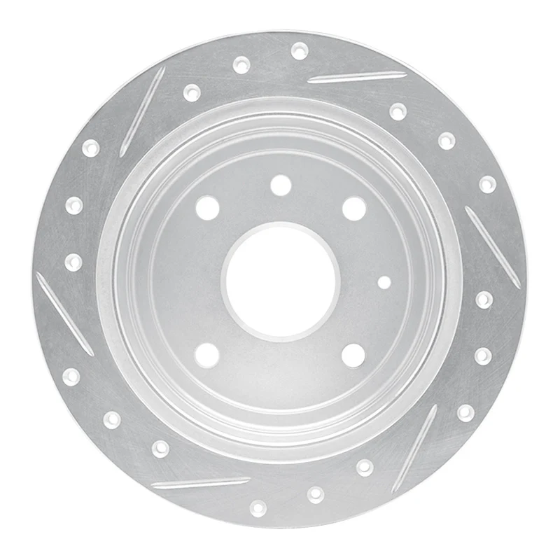 R1 04-10 Chevrolet Optra (USA/Canada) Rear Right Drilled & Slotted Silver Brake Rotor - Image 2