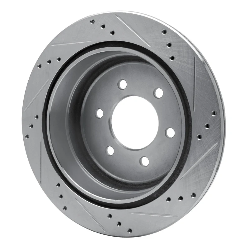 R1 04-11 Ford F-150 4WD Rear Left Drilled & Slotted Silver Brake Rotor - Image 3