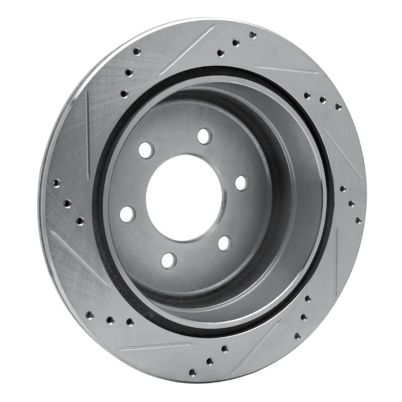 R1 04-11 Ford F-150 RWD Rear Right Drilled & Slotted Silver Brake Rotor - Image 3