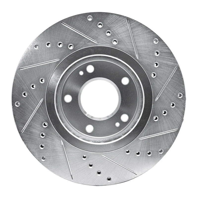 R1 04-11 Hyundai AZERA Front Left Drilled & Slotted Silver Brake Rotor - Image 3
