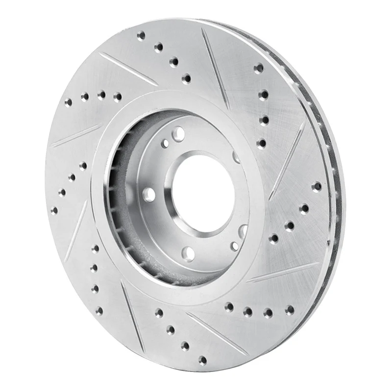 R1 04-11 Hyundai AZERA Front Left Drilled & Slotted Silver Brake Rotor - Image 5