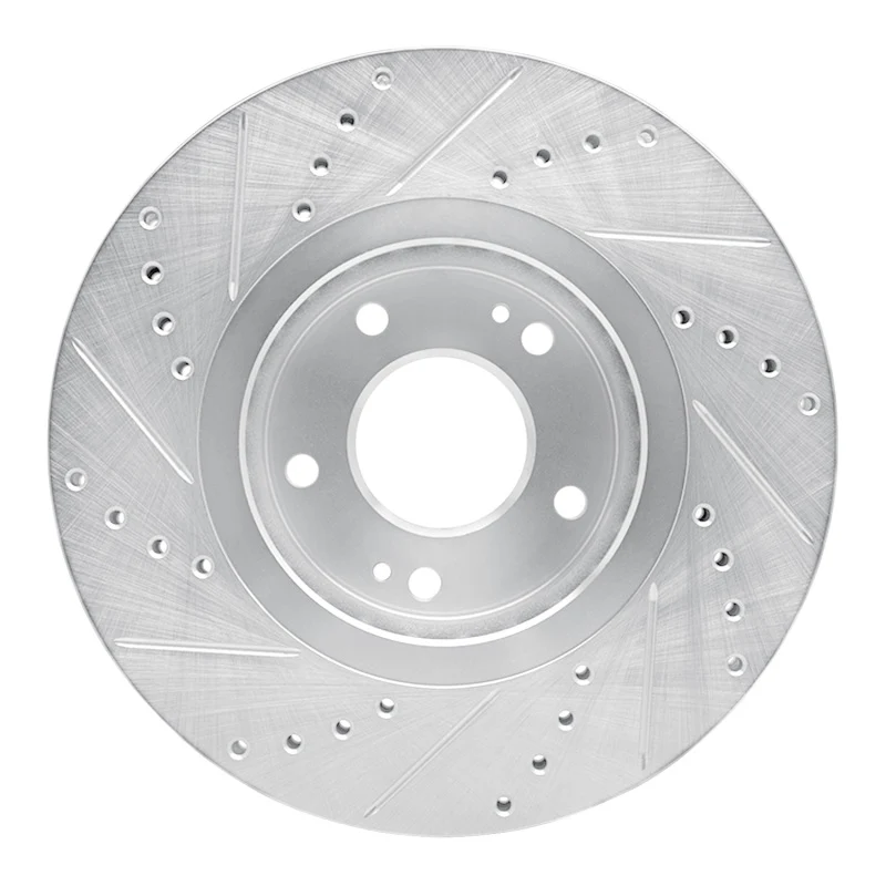 R1 04-11 Hyundai AZERA Front Right Drilled & Slotted Silver Brake Rotor - Image 3