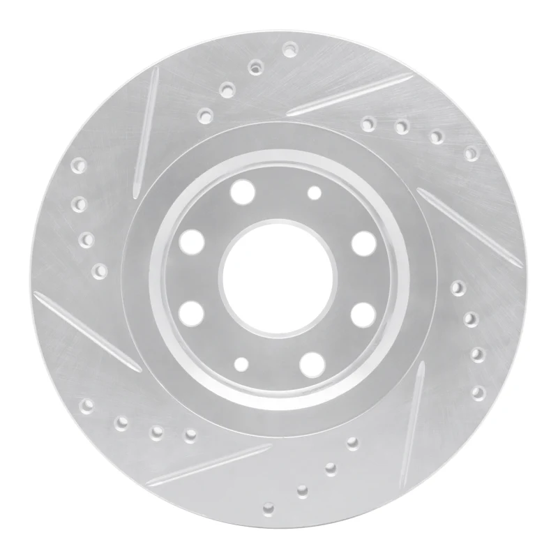 R1 04-17 Chevrolet AVEO (USA/Canada) Front Right Drilled & Slotted Silver Brake Rotor - Image 2