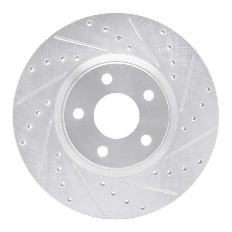 R1 04-19 Ford Escape Front Right Drilled & Slotted Silver Brake Rotor