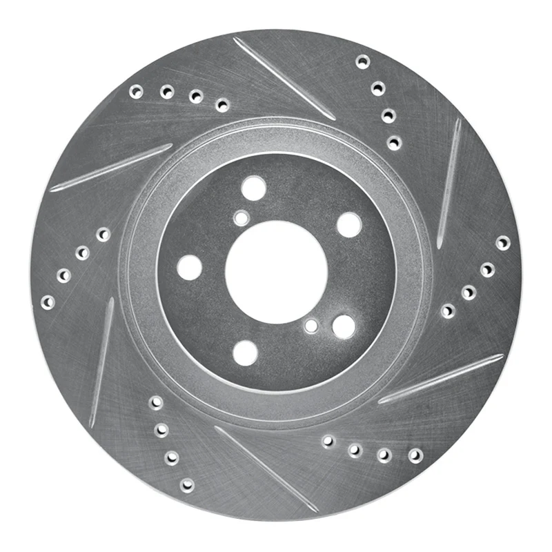 R1 04-25 Scion FR-S Front Right Drilled & Slotted Silver Brake Rotor