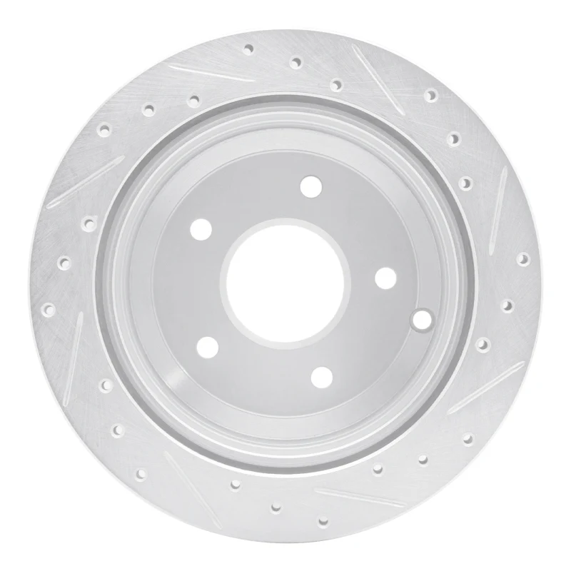 R1 05-06 Pontiac GTO Rear Left Drilled & Slotted Silver Brake Rotor - Image 2