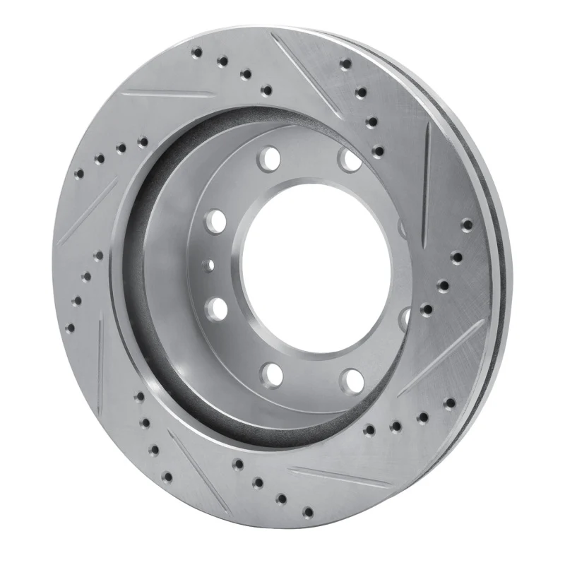 R1 05-07 Ford F-350 Super Duty 2WD Front Left Drilled & Slotted Silver Brake Rotor - Image 4