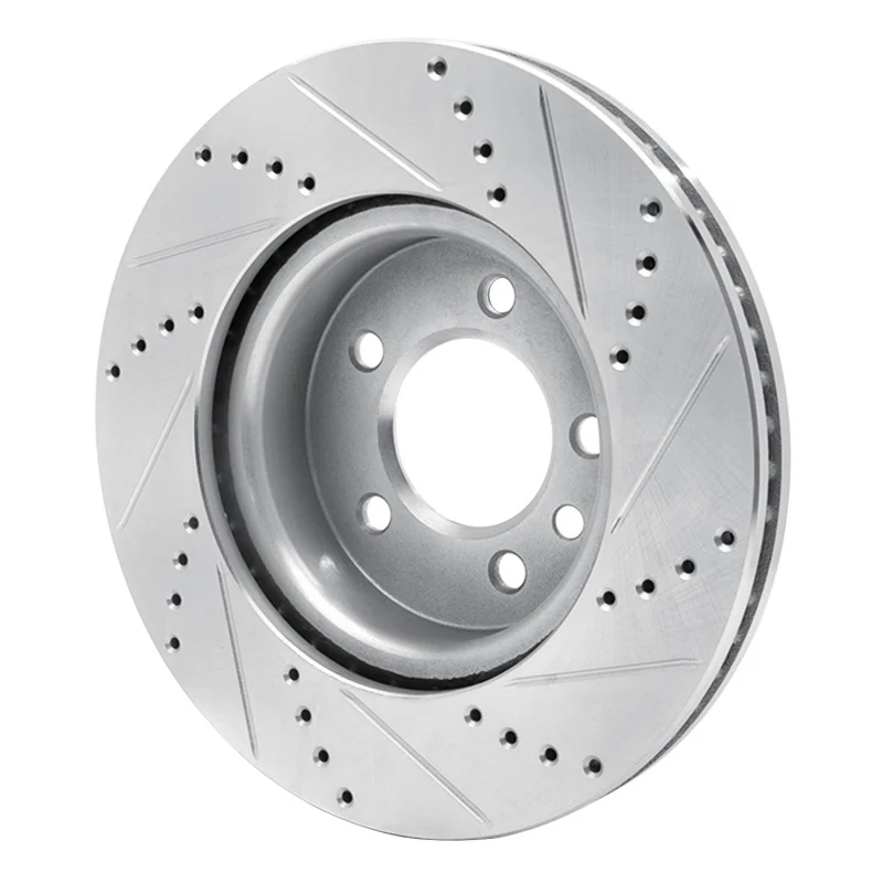 R1 05-07 Land Rover LR3 Front Left Drilled & Slotted Silver Brake Rotor - Image 3