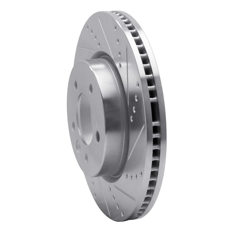 R1 05-07 Land Rover LR3 Front Right Drilled & Slotted Silver Brake Rotor - Image 2
