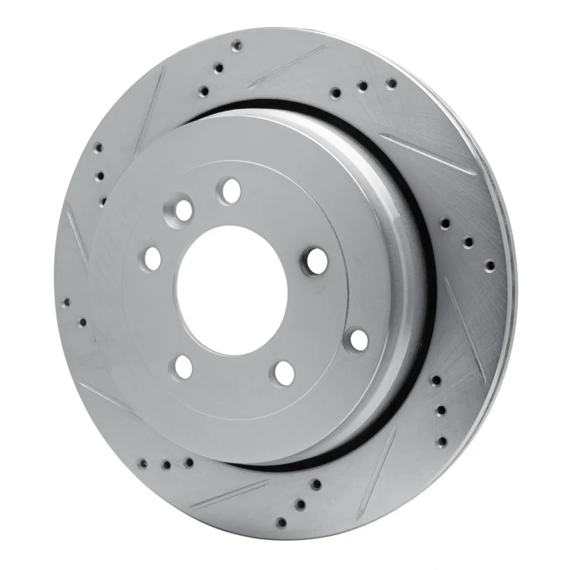 R1 05-07 Land Rover LR3 Rear Left Drilled & Slotted Silver Brake Rotor - Image 3