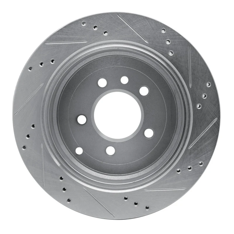 R1 05-07 Land Rover LR3 Rear Left Drilled & Slotted Silver Brake Rotor - Image 4