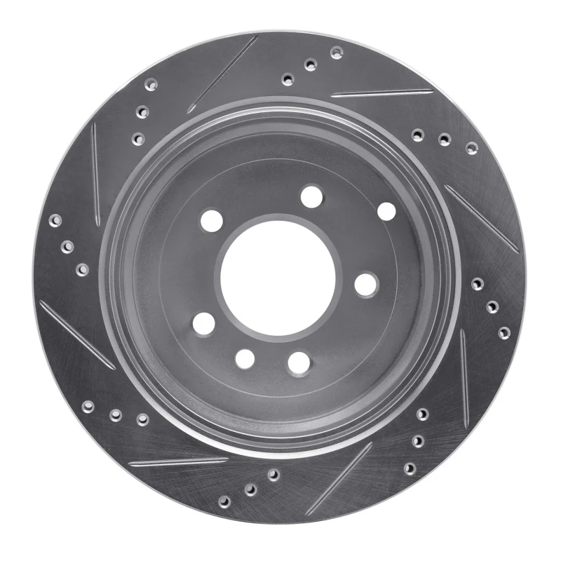 R1 05-07 Land Rover LR3 Rear Right Drilled & Slotted Silver Brake Rotor - Image 3