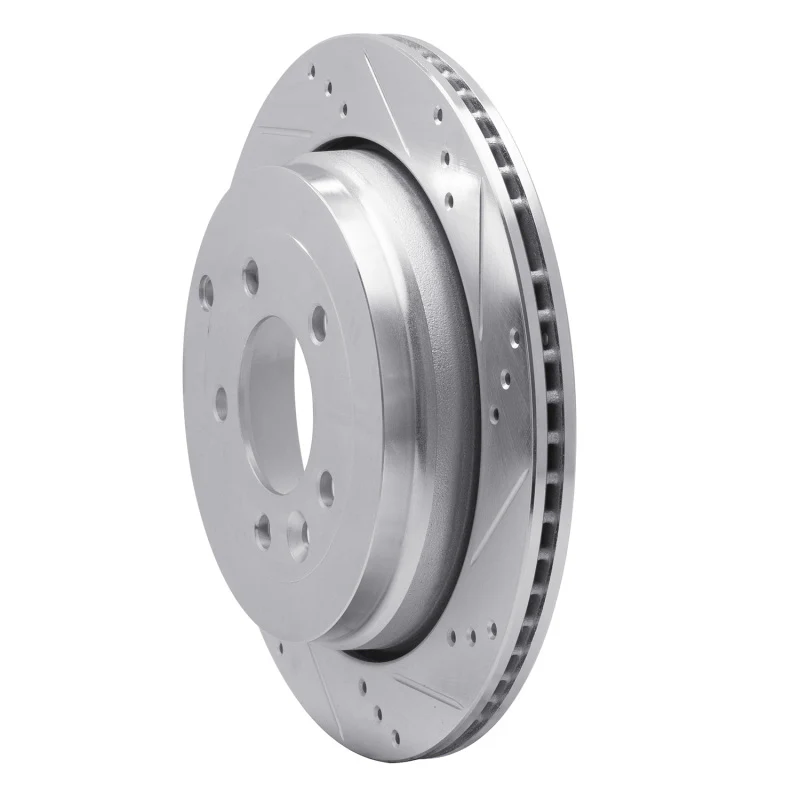 R1 05-07 Land Rover LR3 Rear Right Drilled & Slotted Silver Brake Rotor - Image 5