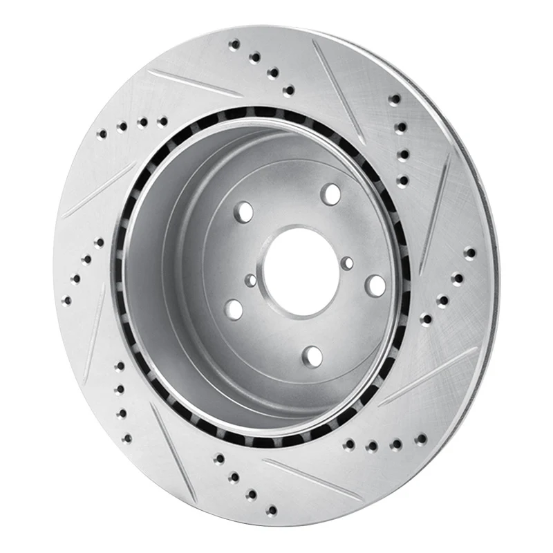 R1 05-07 Subaru Impreza Rear Left Drilled & Slotted Silver Brake Rotor - Image 2