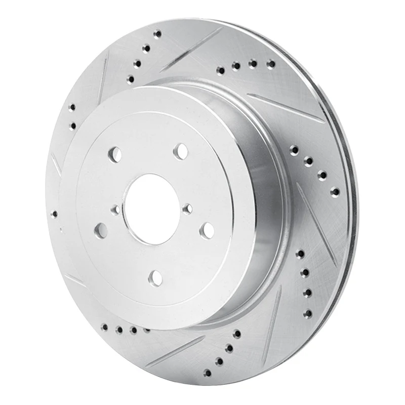 R1 05-07 Subaru Impreza Rear Left Drilled & Slotted Silver Brake Rotor - Image 4