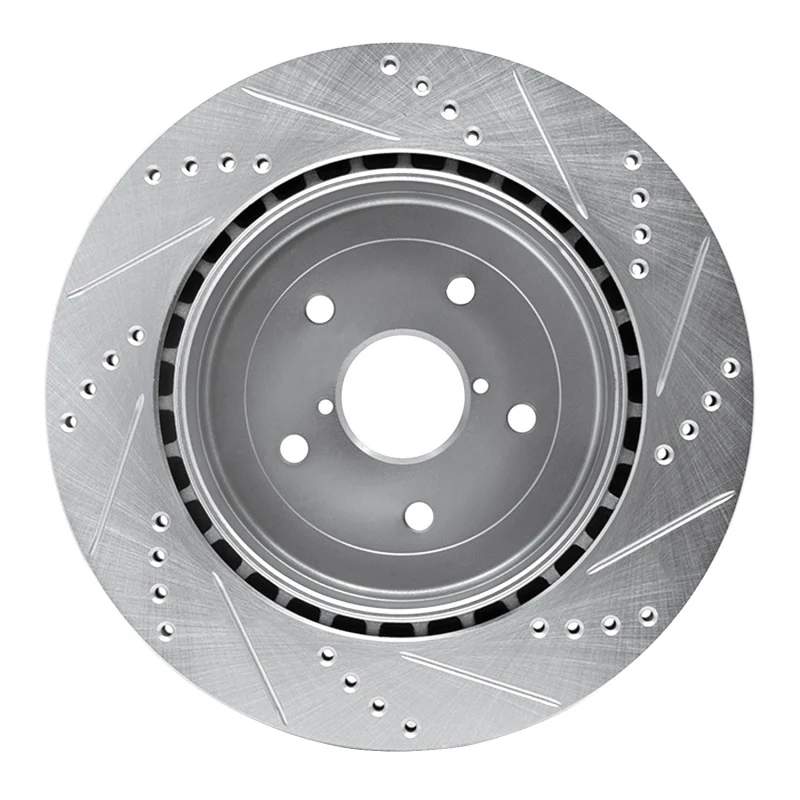 R1 05-07 Subaru Impreza Rear Left Drilled & Slotted Silver Brake Rotor - Image 5