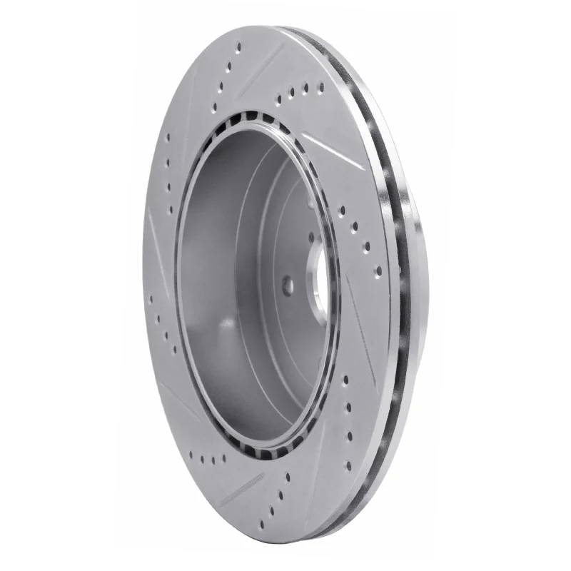 R1 05-07 Subaru Impreza Rear Right Drilled & Slotted Silver Brake Rotor - Image 2