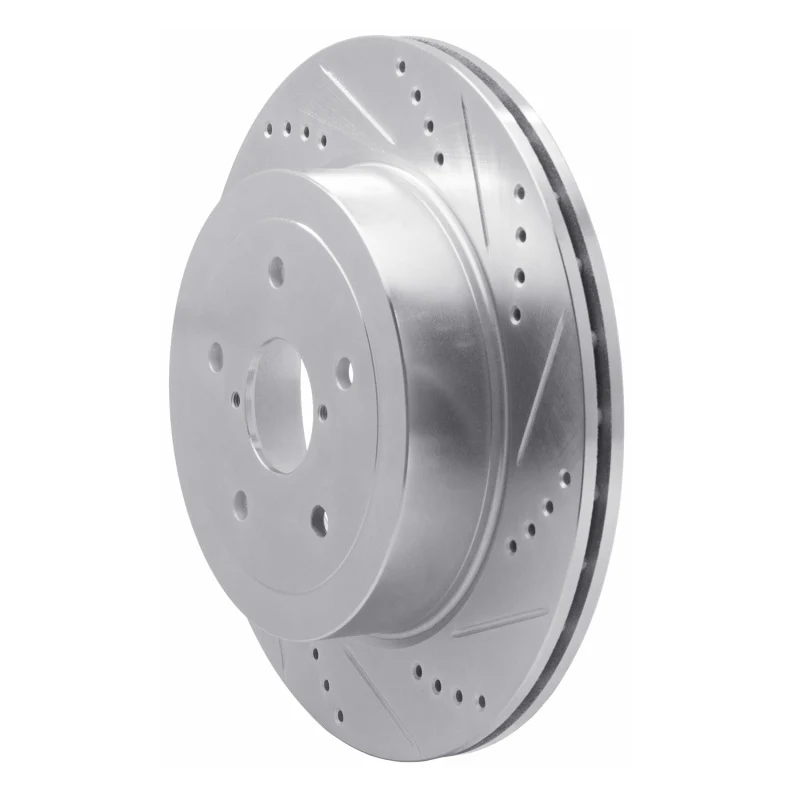 R1 05-07 Subaru Impreza Rear Right Drilled & Slotted Silver Brake Rotor - Image 4