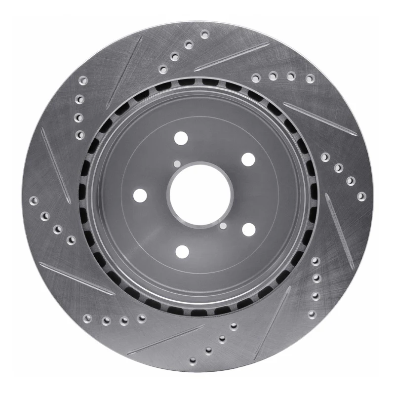 R1 05-07 Subaru Impreza Rear Right Drilled & Slotted Silver Brake Rotor - Image 5