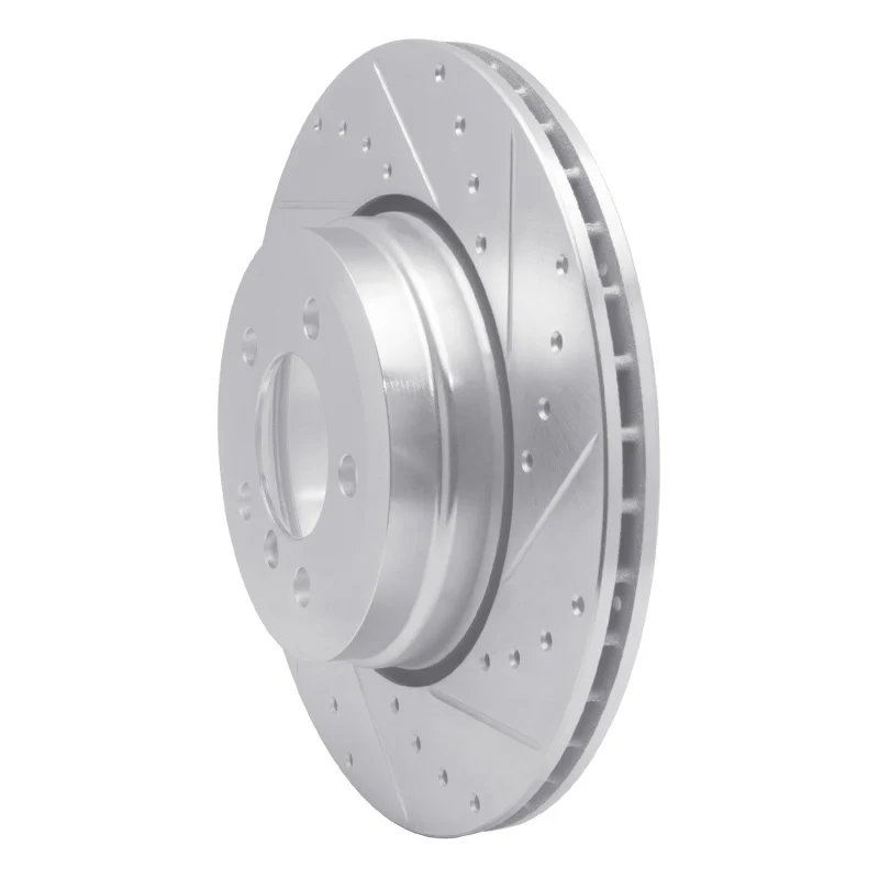 R1 05-08 BMW 750LI Rear Right Drilled & Slotted Silver Brake Rotor - Image 5