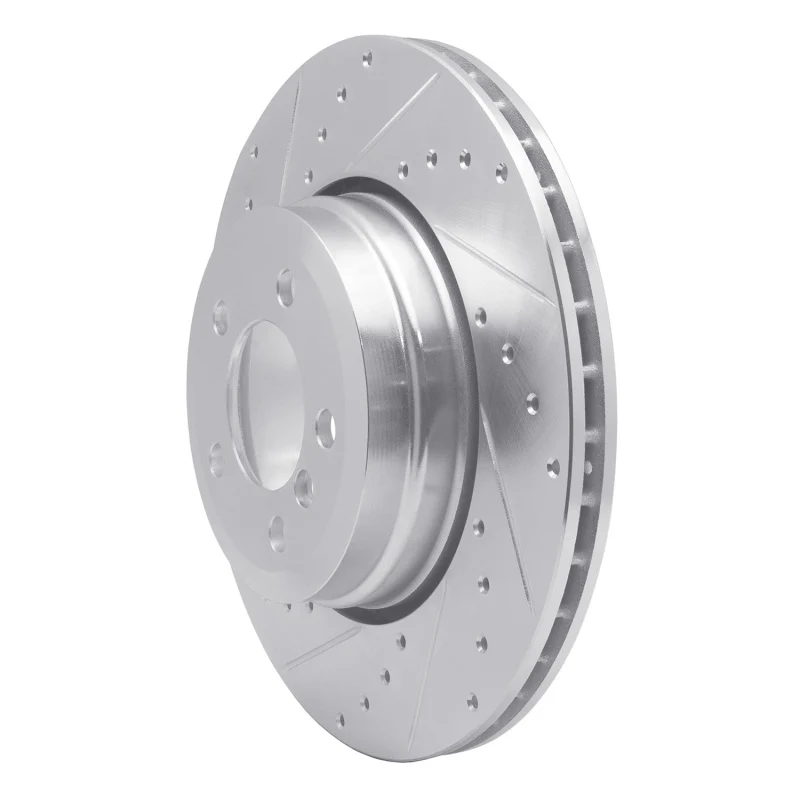 R1 05-08 BMW 760I Rear Left Drilled & Slotted Silver Brake Rotor - Image 3