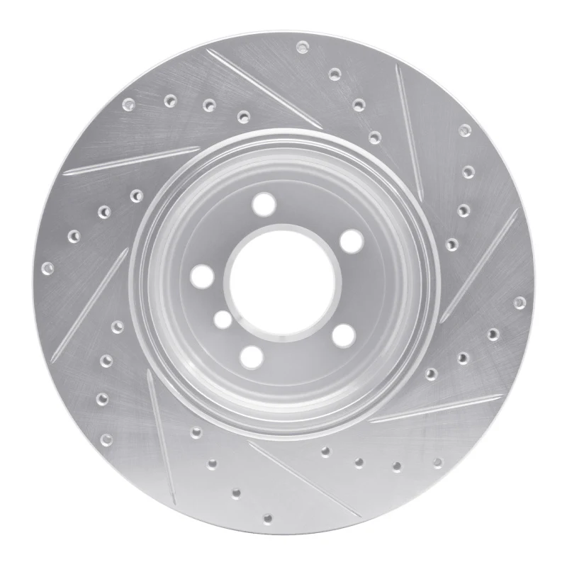 R1 05-08 BMW 760I Rear Left Drilled & Slotted Silver Brake Rotor - Image 4