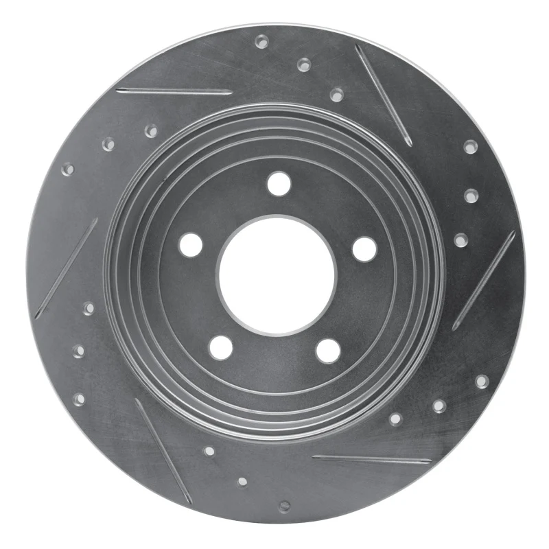 R1 05-08 Ford Escape Rear Left Drilled & Slotted Silver Brake Rotor - Image 2