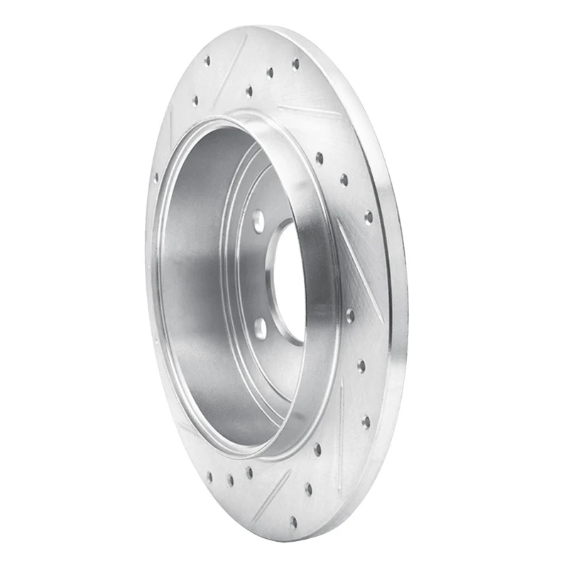 R1 05-08 Ford Escape Rear Right Drilled & Slotted Silver Brake Rotor - Image 3