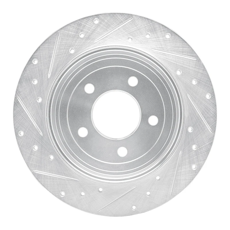 R1 05-08 Ford Escape Rear Right Drilled & Slotted Silver Brake Rotor - Image 4