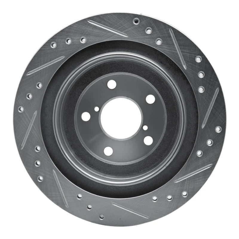 R1 05-09 Subaru Impreza Rear Left Drilled & Slotted Silver Brake Rotor - Image 3