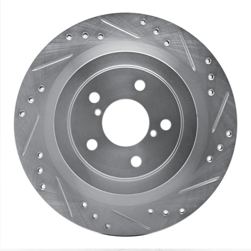 R1 05-09 Subaru Impreza Rear Right Drilled & Slotted Silver Brake Rotor
