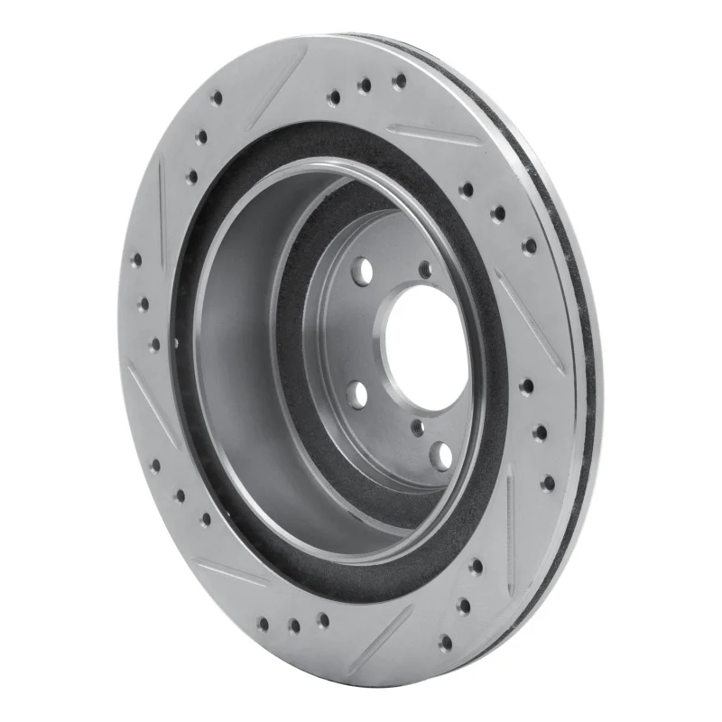 R1 05-09 Subaru Impreza Rear Right Drilled & Slotted Silver Brake Rotor - Image 3