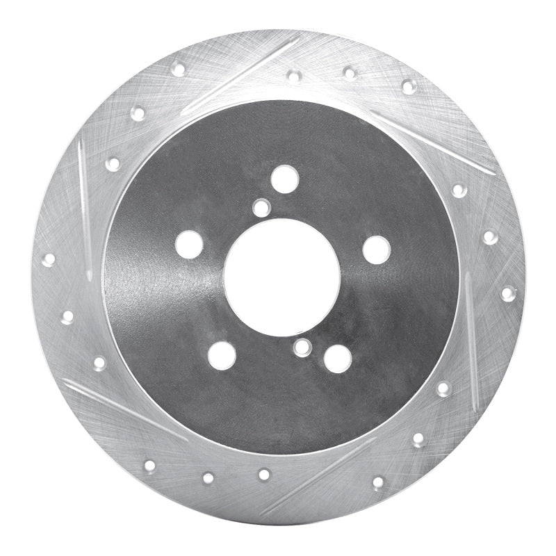 R1 05-09 Subaru Outback Rear Left Drilled & Slotted Silver Brake Rotor