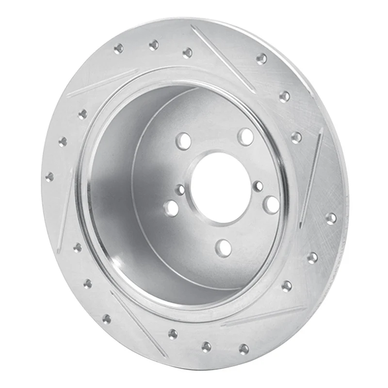 R1 05-09 Subaru Outback Rear Left Drilled & Slotted Silver Brake Rotor - Image 4