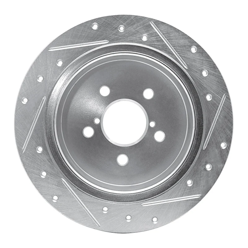 R1 05-09 Subaru Outback Rear Left Drilled & Slotted Silver Brake Rotor - Image 5