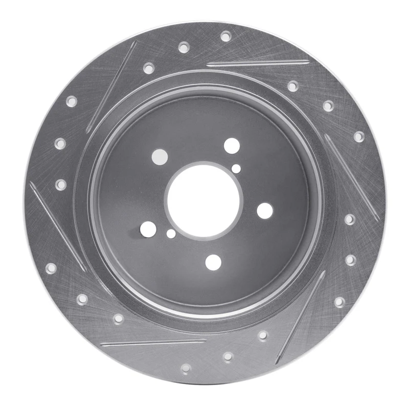 R1 05-09 Subaru Outback Rear Right Drilled & Slotted Silver Brake Rotor - Image 2