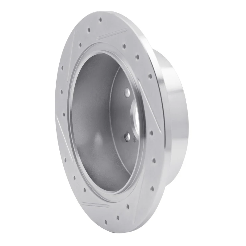 R1 05-09 Subaru Outback Rear Right Drilled & Slotted Silver Brake Rotor - Image 3