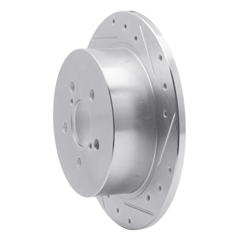 R1 05-09 Subaru Outback Rear Right Drilled & Slotted Silver Brake Rotor - Image 4