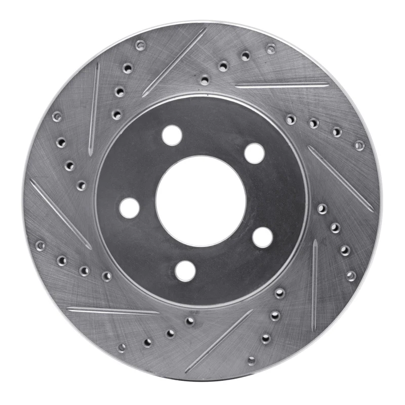 R1 05-10 Ford Mustang Front Left Drilled & Slotted Silver Brake Rotor