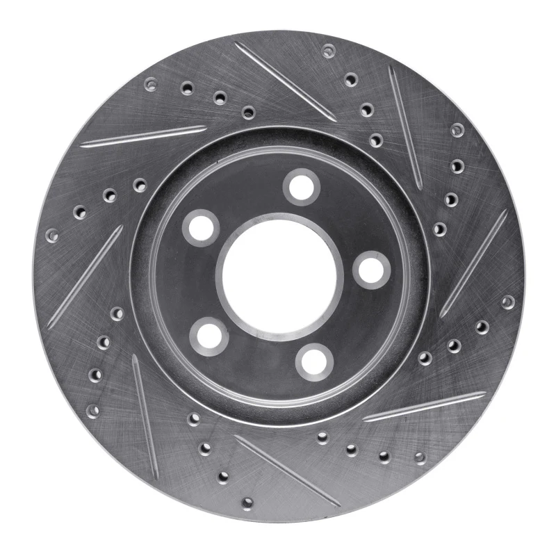 R1 05-10 Ford Mustang Front Left Drilled & Slotted Silver Brake Rotor - Image 4