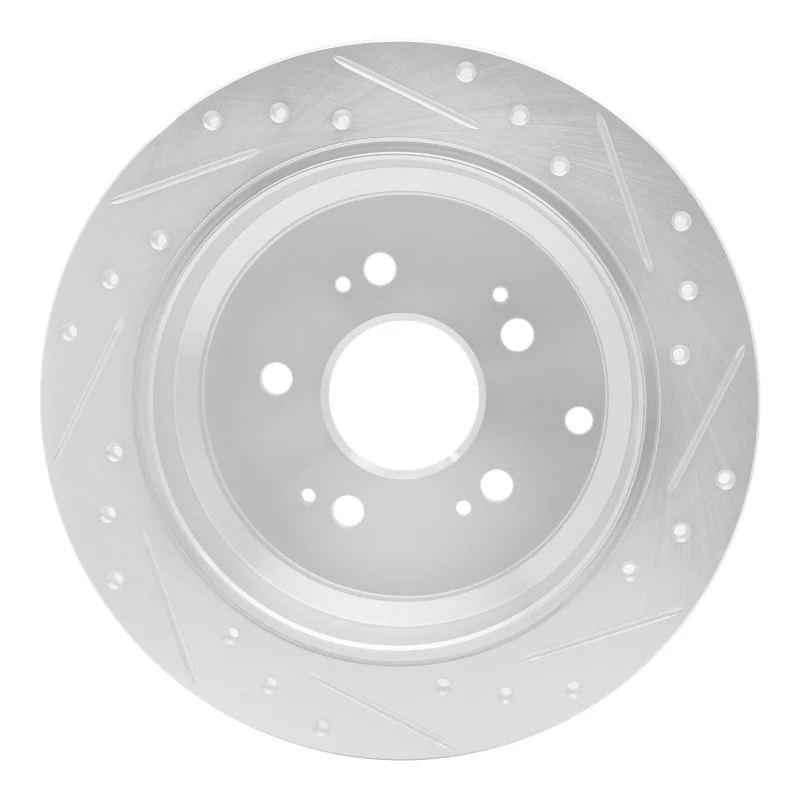 R1 05-10 Honda Odyssey Rear Left Drilled & Slotted Silver Brake Rotor - Image 4