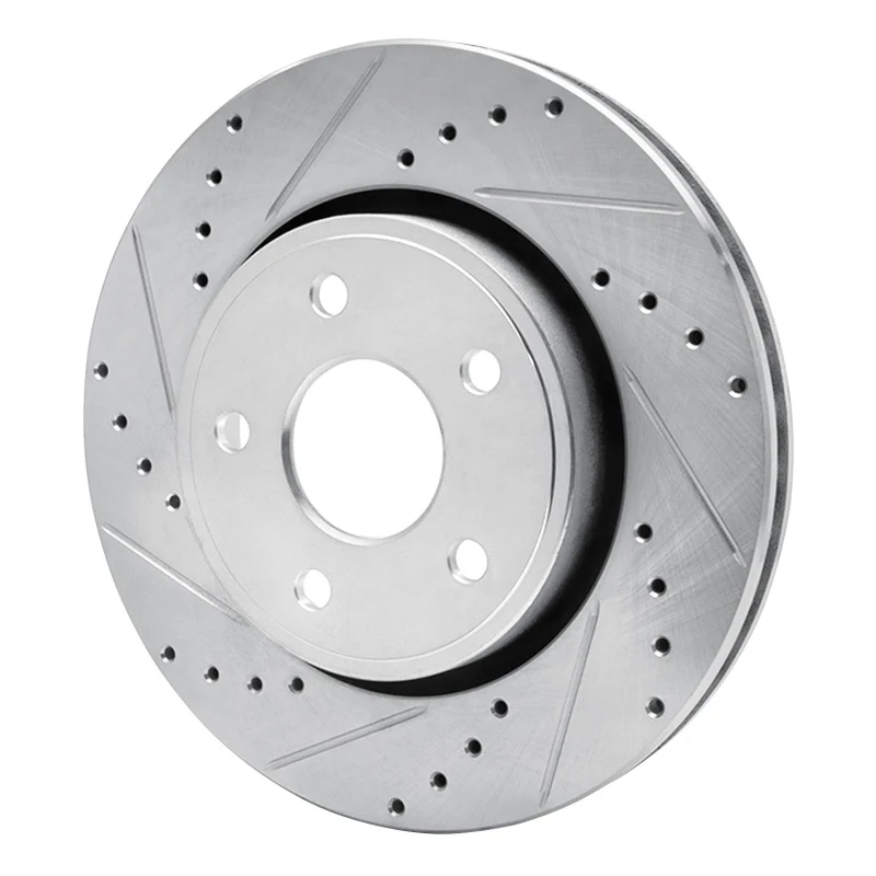 R1 05-10 Jeep Commander Front Left Drilled & Slotted Silver Brake Rotor - Image 2