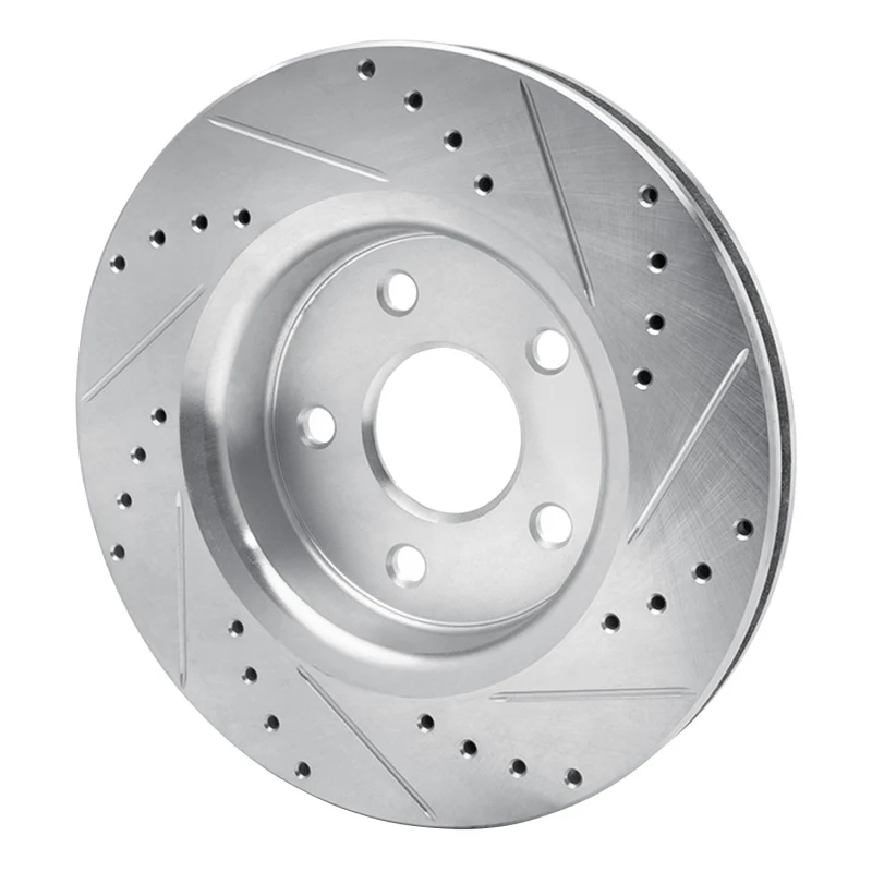 R1 05-10 Jeep Commander Front Left Drilled & Slotted Silver Brake Rotor - Image 4