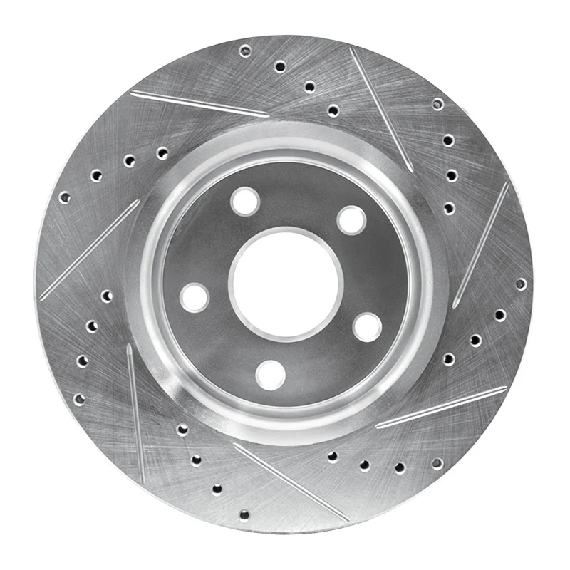 R1 05-10 Jeep Commander Front Left Drilled & Slotted Silver Brake Rotor - Image 5