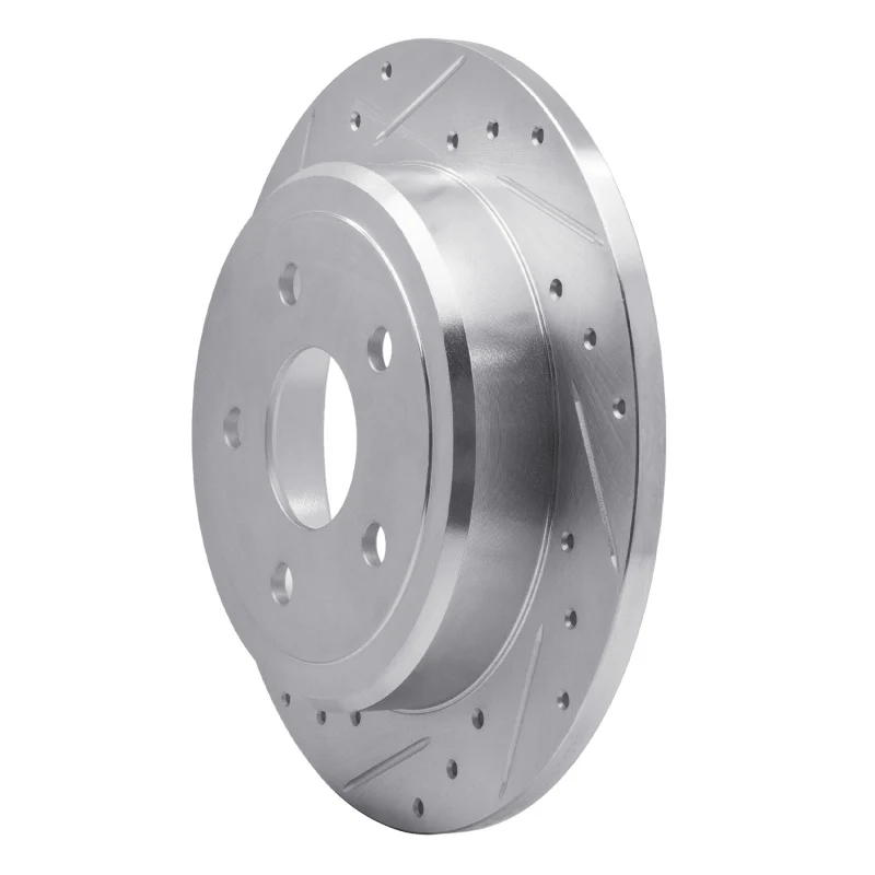 R1 05-10 Jeep Commander Rear Left Drilled & Slotted Silver Brake Rotor - Image 2