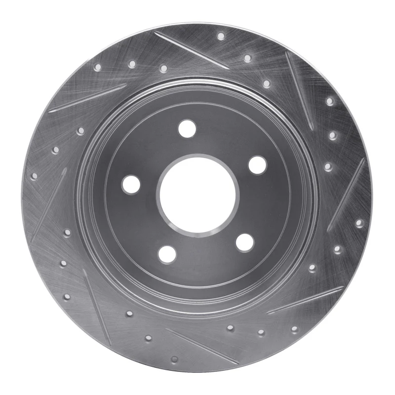 R1 05-10 Jeep Commander Rear Left Drilled & Slotted Silver Brake Rotor - Image 3