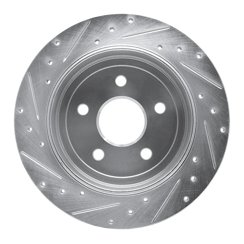 R1 05-10 Jeep Commander Rear Right Drilled & Slotted Silver Brake Rotor - Image 2